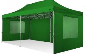 Gazebo rapido 3x6 in alluminio rinforzato con finestre laterali PVC 350g metro. GAZEBO PIEGHEVOLE - VERDE - RAY BOT