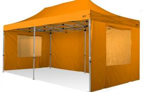 Gazebo rapido 3x6 in alluminio rinforzato con finestre laterali PVC 350g metro. GAZEBO PIEGHEVOLE - ARANCIONE - RAY BOT