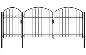 Cancello da Giardino ad Arco in Acciaio 1,75x4 m Nero VD30197 - Hommoo