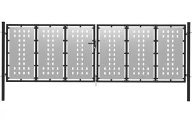 Cancello per Giardino in Acciaio 400x125 cm Argento VD30207 - Hommoo