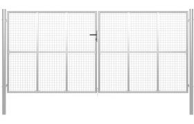 Cancello per Giardino in Acciaio Zincato 415x225 cm Argento VD05678 - Hommoo