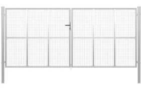 Cancello per Giardino in Acciaio Zincato 415x250 cm Argento VD05679 - Hommoo