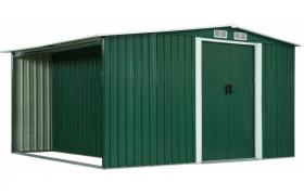 Hommoo Capanno con Porte Scorrevoli Verde 329,5x312x178 cm in Acciaio VD30166
