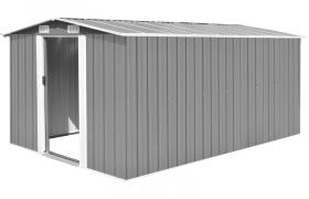 Hommoo Capanno da Giardino 257x398x178 cm in Metallo Grigio VD05022