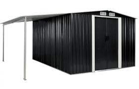 Hommoo Capanno Giardino Porte Scorrevoli Antracite 386x312x178 cm Acciaio VD05637