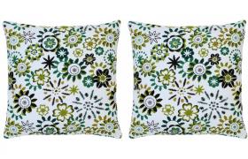Hommoo Cuscini 2 pz con Stampa Verdi 40x40 cm in Cotone VD37291