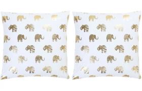Hommoo Cuscini 2 pz Stampa con Lamina BiancHommoo e Oro 40x40 cm Cotone VD37295