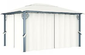 Gazebo con Tenda 400 x 300 cm Crema Alluminio VD46263 - Hommoo