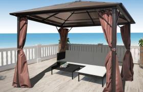 Hommoo Gazebo con Tenda Marrone in Alluminio 300 x 300 cm VD24191