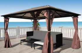 Gazebo con Tenda Marrone in Alluminio 400 x 300 cm VD24192 - Hommoo
