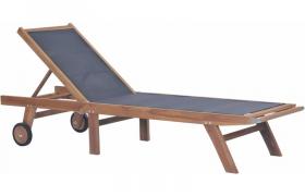 Lettino Pieghevole con Ruote in Massello di Teak e Textilene VD26421 - Hommoo