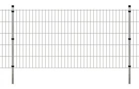 Pannelli di recinzione 2D giardino con paletti 2008x1030 mm 14m argento VD15495 - Hommoo