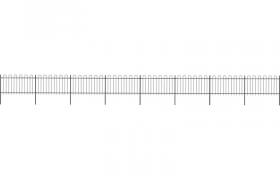 Recinzione da Giardino con Punta Tonda in Acciaio 13,6x1 m Nera VD19594 - Hommoo
