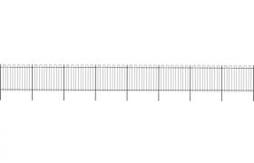 Recinzione da Giardino Punta Tonda Acciaio 13,6x1,5m Nera VD19612 - Hommoo