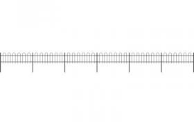 Recinzione da Giardino Punta Tonda in Acciaio 10,2x0,6 m Nera VD19574 - Hommoo