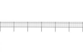 Recinzione Giardino con Punta a Lancia Acciaio 10,2x0,8m Nera VD19539 - Hommoo