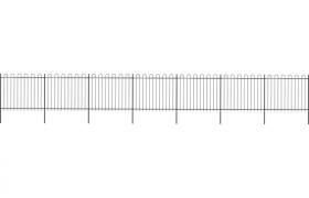 Recinzione Giardino con Punta Tonda Acciaio 11,9x1,5m Nera VD19611 - Hommoo