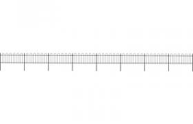 Recinzione Giardino con Punta Tonda in Acciaio 13,6x0,8m Nera VD19585 - Hommoo