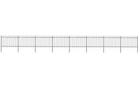 Recinzione Giardino con Punta Tonda in Acciaio 13,6x1,2m Nera VD19603 - Hommoo