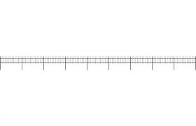 Hommoo Recinzione Giardino con Punta Tonda in Acciaio 15,3x0,6m Nera VD19577