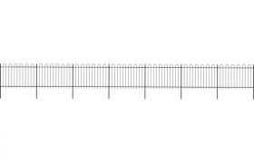 Recinzione Giardino Punta Tonda in Acciaio 11,9x1,2 m Nera VD19602 - Hommoo