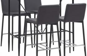 Set da Bar 5 pz in Similpelle Grigio VD33095 - Hommoo