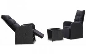 Set da Bistrot 3 pz con Cuscini in Polyrattan Nero VD45392 - Hommoo