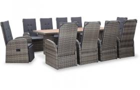 Set da Pranzo da Giardino 11 pz in Polyrattan e Acacia Grigio VD52856 - Hommoo