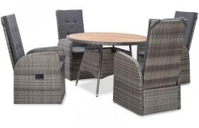 Hommoo Set da Pranzo da Giardino 5 pz in Polyrattan e Acacia Grigio VD45385
