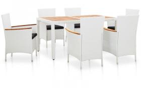 Set da Pranzo da Giardino 7 pz in Polyrattan Bianco VD45347 - Hommoo