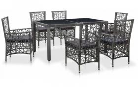 Set da Pranzo da Giardino 7 pz in Polyrattan Grigio VD45353 - Hommoo