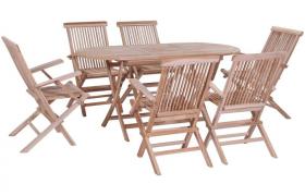 Set da Pranzo da Giardino 7 pz Pieghevole in Massello di Teak VD26412 - Hommoo