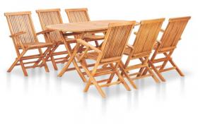 Set da Pranzo da Giardino 7 pz Pieghevole in Massello di Teak VD46818 - Hommoo