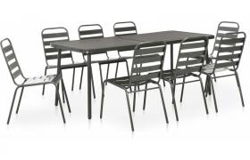 Set da Pranzo da Giardino 9 pz in Acciaio Grigio Scuro VD31070 - Hommoo