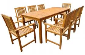 Set da Pranzo da Giardino 9 pz in Legno Massello di Acacia VD24728 - Hommoo