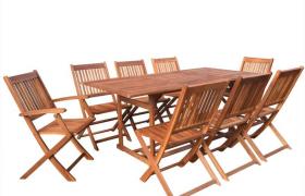 Set da Pranzo da Giardino 9 pz in Legno Massello di Acacia VD25842 - Hommoo