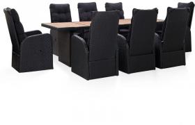 Set da Pranzo da Giardino 9 pz in Polyrattan e Acacia Nero VD45384 - Hommoo