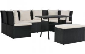 Set da Pranzo per Esterni 8 pz con Cuscini in Polyrattan Nero VD26455 - Hommoo