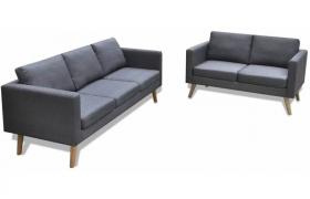 Set Divani a 2 e a 3 Posti in Tessuto Grigio Scuro VD15216 - Hommoo