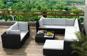 Set Divani da Giardino 10 pz con Cuscini in Polyrattan Nero VD24321 - Hommoo