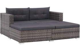 Set Divani da Giardino 3 pz con Cuscini in Polyrattan Grigio VD26189 - Hommoo