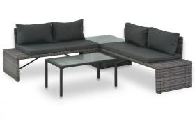 Set Divani da Giardino 3 pz con Cuscini in Polyrattan Grigio VD26473 - Hommoo