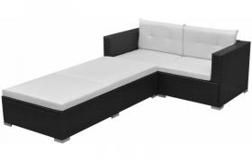 Hommoo Set Divani da Giardino 3 pz con Cuscini in Polyrattan Nero VD24819