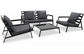 Set Divani da Giardino 4 pz con Cuscini Alluminio Grigio Scuro VD53093 - Hommoo