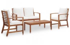 Set Divani da Giardino 4 pz con Cuscini in Massello di Acacia VD45812 - Hommoo