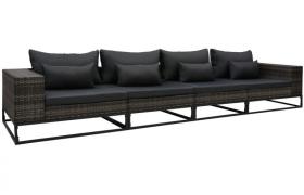 Set Divani da Giardino 4 pz con Cuscini in Polyrattan Grigio VD53396 - Hommoo