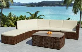 Set Divani da Giardino 4 pz con Cuscini in Polyrattan Marrone VD24901 - Hommoo
