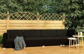 Set Divani da Giardino 4 pz con Cuscini in Polyrattan Nero VD45811 - Hommoo