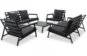 Hommoo Set Divani da Giardino 5 pz con Cuscini Alluminio Grigio Scuro VD53092