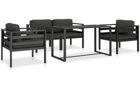 Set Divani da Giardino 5 pz con Cuscini in Alluminio Antracite VD53302 - Hommoo